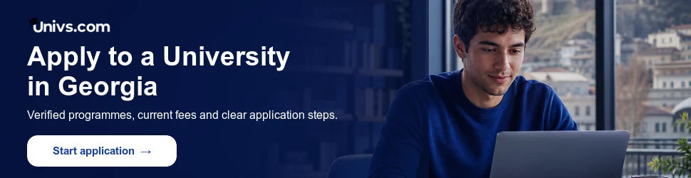 International student preparing a university application in Georgia on a laptop